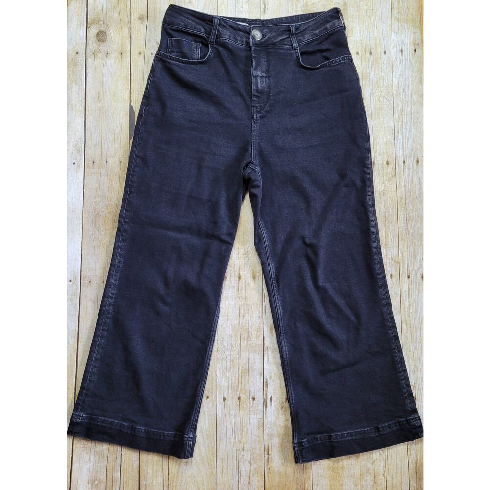 PILCRO The Skipper High Rise Cropped Wide Leg Black Wash Size 30